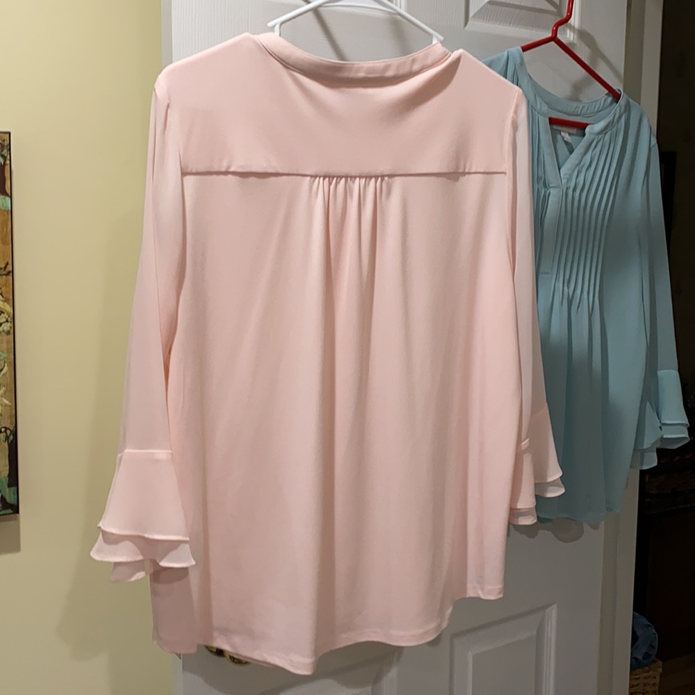 Charter Club Doubled Ruffle Solid Pin Tuck Top - Picture 4 of 4